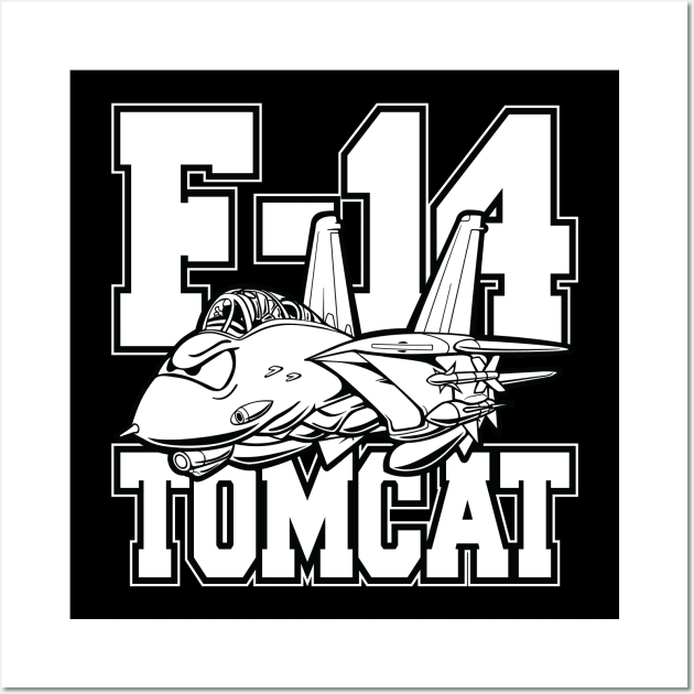 F-14 Tomcat Classic Fighter Jet Aircraft Cartoon Wall Art by hobrath